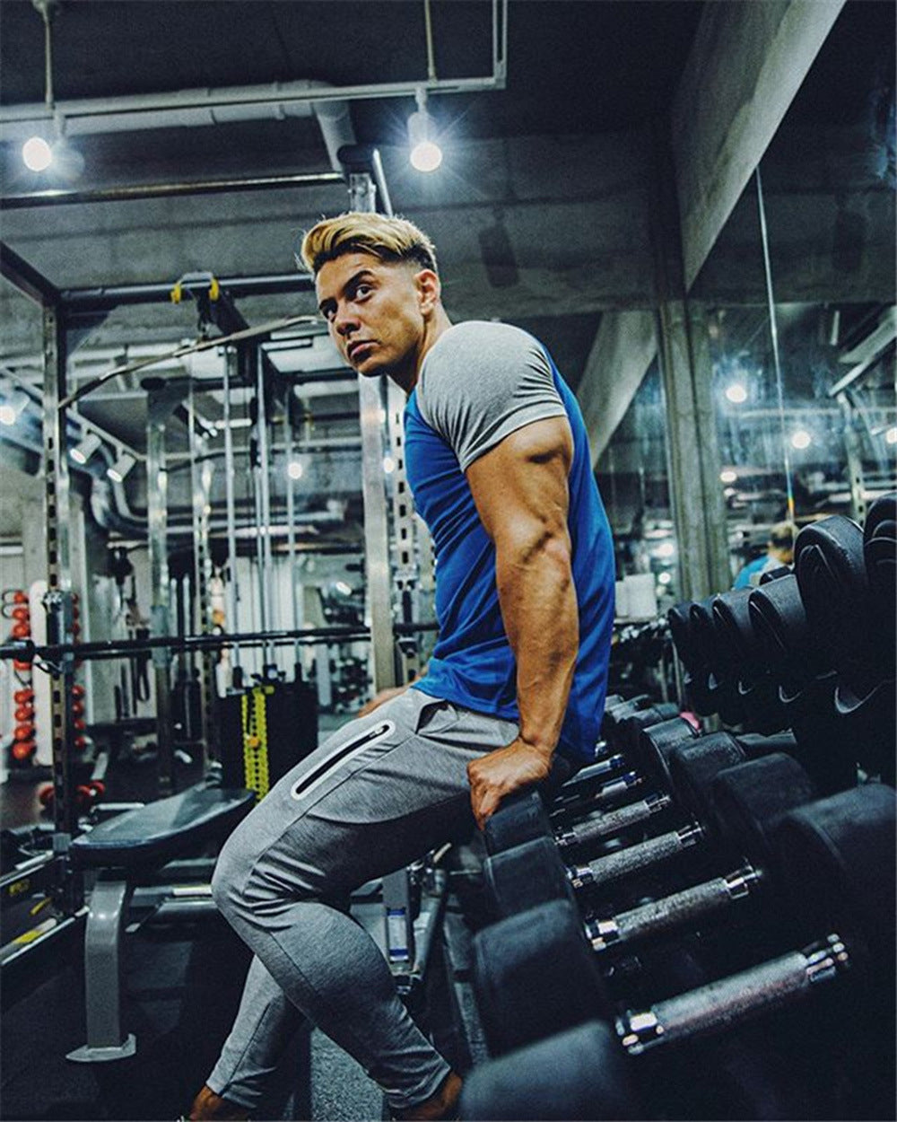 2019 Men's Sports Pants Men's Slim-Fit Elastic Invisible Zipper Casual Pants Stretch Cotton Foot-Retaining Pants Men's