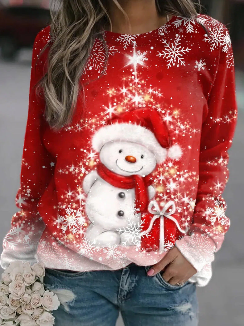 Printed Women's Long-sleeved Round Neck Sweater