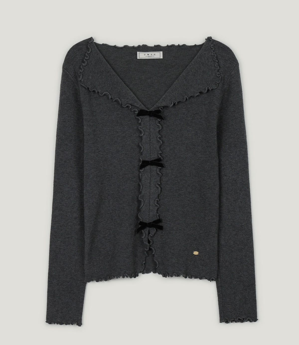 [TWEE] Newb Ribbon Frill Knit Top