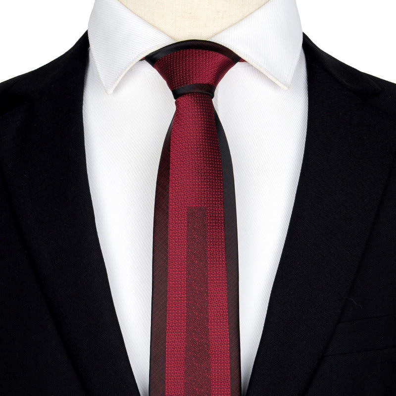 Casual Tie Men's Korean-style Narrow 6cm Black Red Positioning Stripe Men's Business Dress Professional Small Tie
