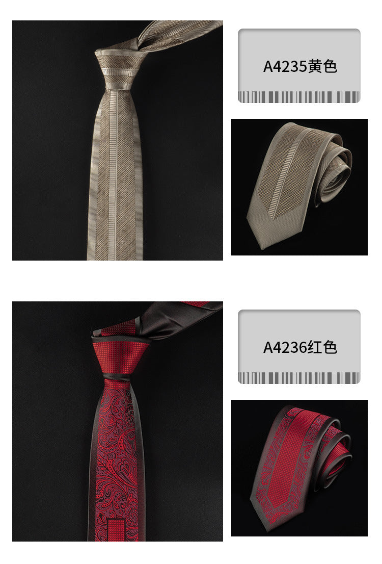 Casual Tie Men's Korean-style Narrow 6cm Black Red Positioning Stripe Men's Business Dress Professional Small Tie