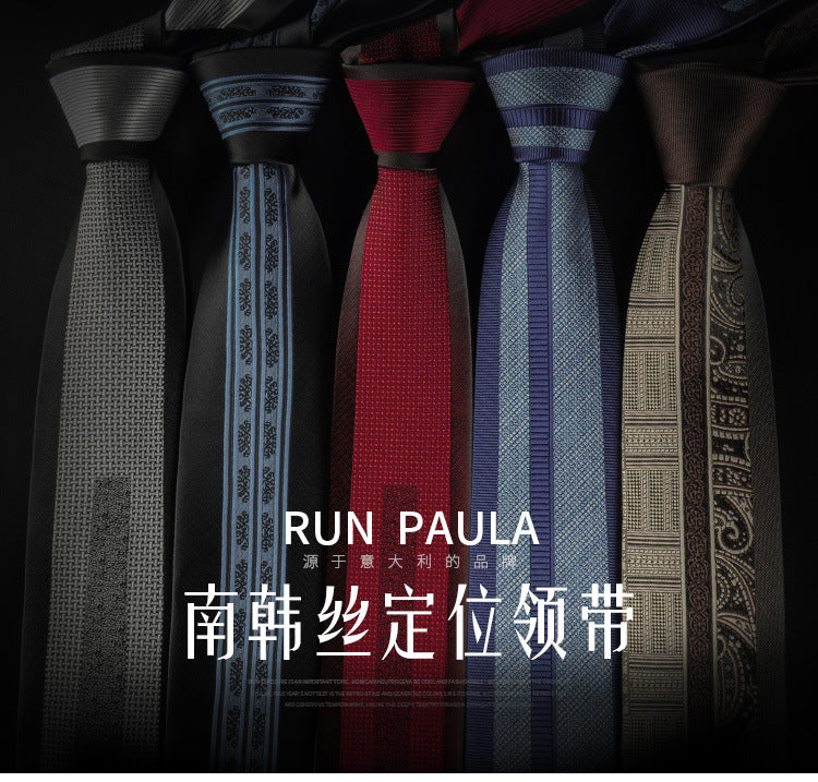 Casual Tie Men's Korean-style Narrow 6cm Black Red Positioning Stripe Men's Business Dress Professional Small Tie
