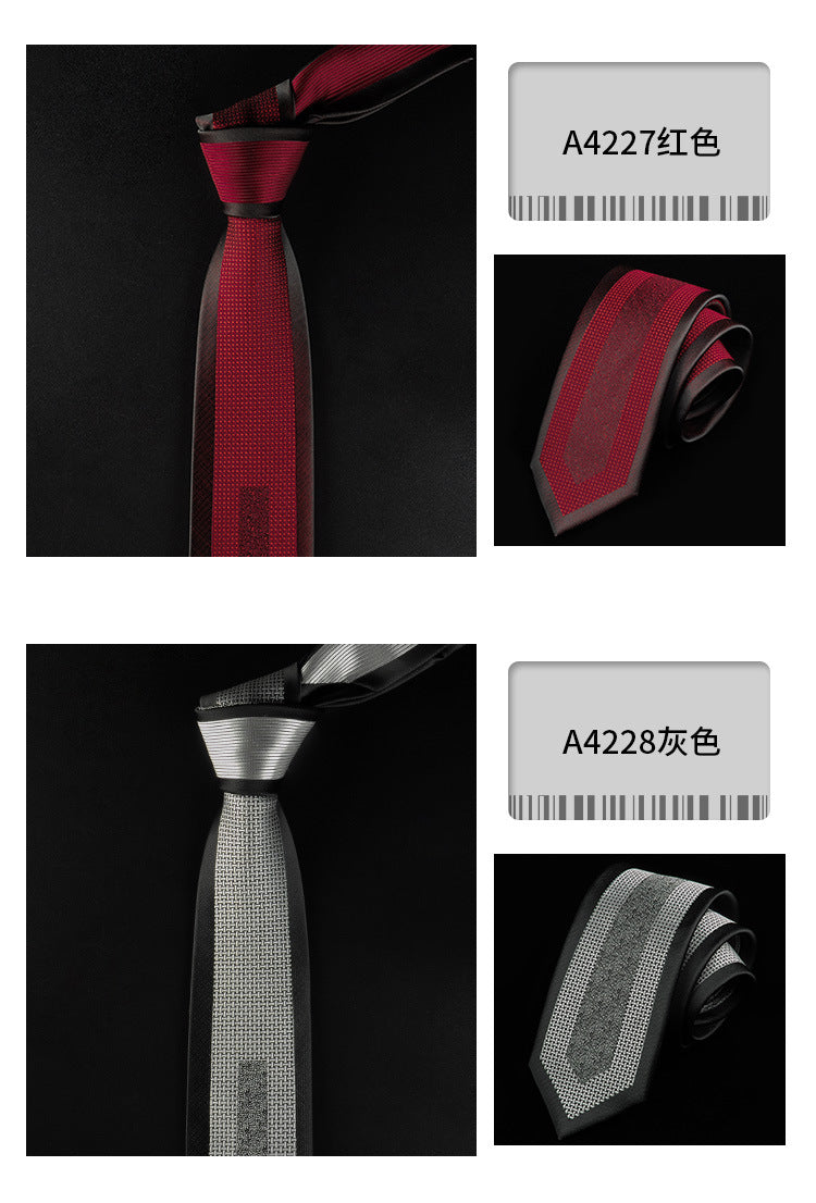 Casual Tie Men's Korean-style Narrow 6cm Black Red Positioning Stripe Men's Business Dress Professional Small Tie