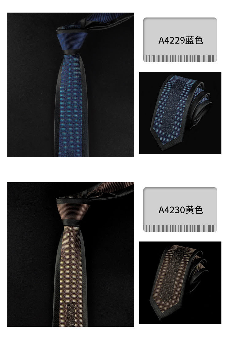 Casual Tie Men's Korean-style Narrow 6cm Black Red Positioning Stripe Men's Business Dress Professional Small Tie