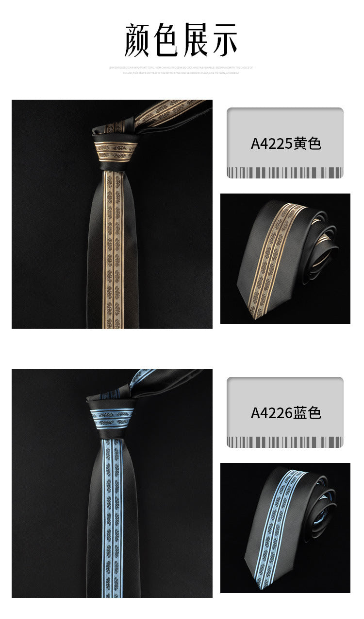 Casual Tie Men's Korean-style Narrow 6cm Black Red Positioning Stripe Men's Business Dress Professional Small Tie
