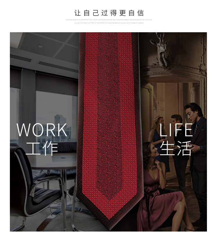 Casual Tie Men's Korean-style Narrow 6cm Black Red Positioning Stripe Men's Business Dress Professional Small Tie