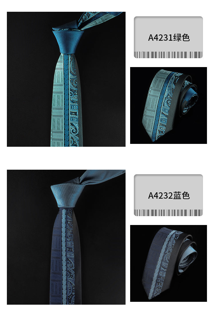 Casual Tie Men's Korean-style Narrow 6cm Black Red Positioning Stripe Men's Business Dress Professional Small Tie