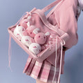 Cute Pink Shoulder Bag with Plush Toys