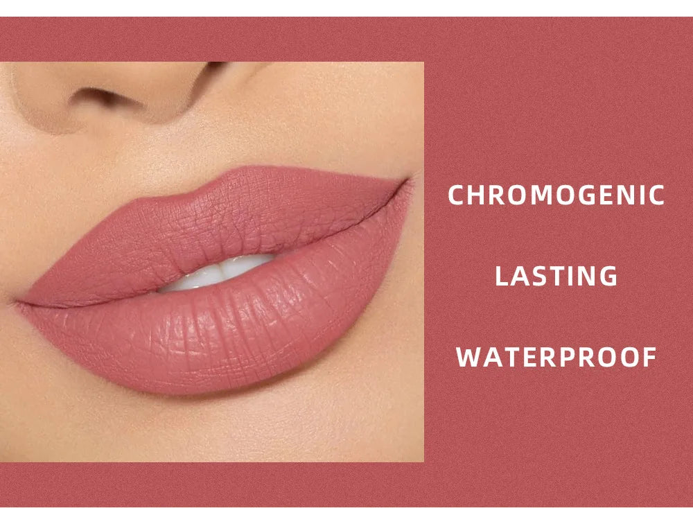 Liquid Lipstick Matte Strawberry Lip Gloss Cosmetic Waterproof Lip Glaze Non-stick Cup Long Lasting Lip Tint 12 Color Lip Makeup