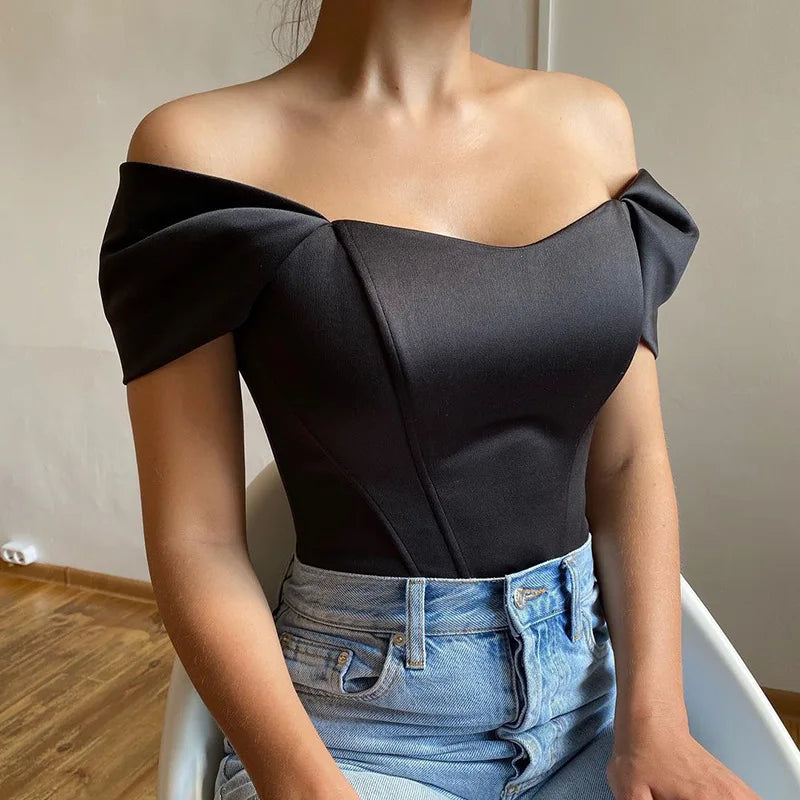 Wholesale New European American Women's Summer Fishbone Waist Cinching Tube Top Vest Satin Breathable Front Short
