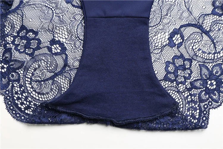 Women's Sexy Lace Panties Seamless Cotton Breathable Briefs Girls Transparent Underpants Plus Size Brand Underwear 1 Piece