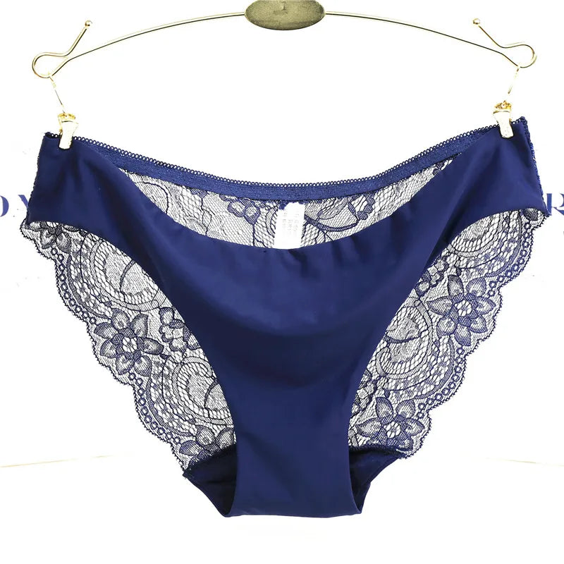 Women's Sexy Lace Panties Seamless Cotton Breathable Briefs Girls Transparent Underpants Plus Size Brand Underwear 1 Piece