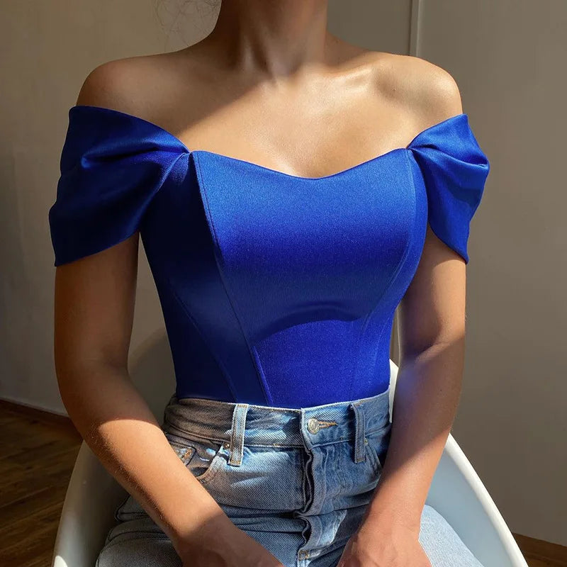 RNSHANGER New Elegant Satin Bow Tie Corset Tee Top for Women Summer Sleeveless Backless Cropped T Shirt Club Party Ladies Tshirt