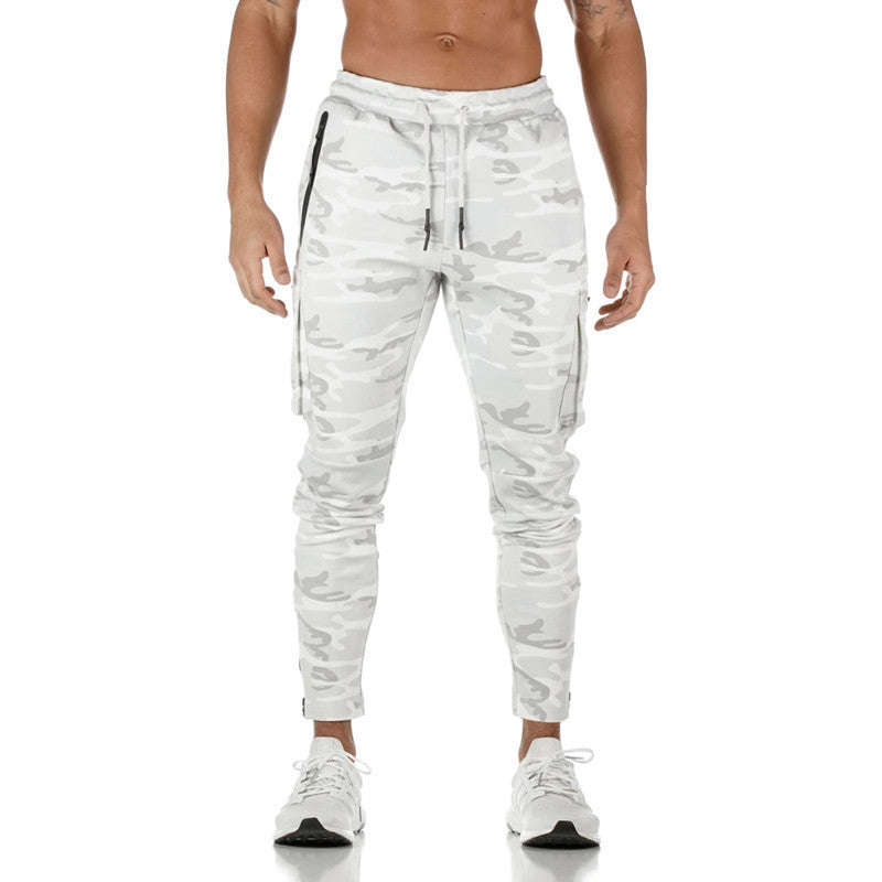 Cross-Border Men's Casual Versatile Sports Overalls Cotton Running Fitness Camouflage Trousers Zipper Decorative Trousers