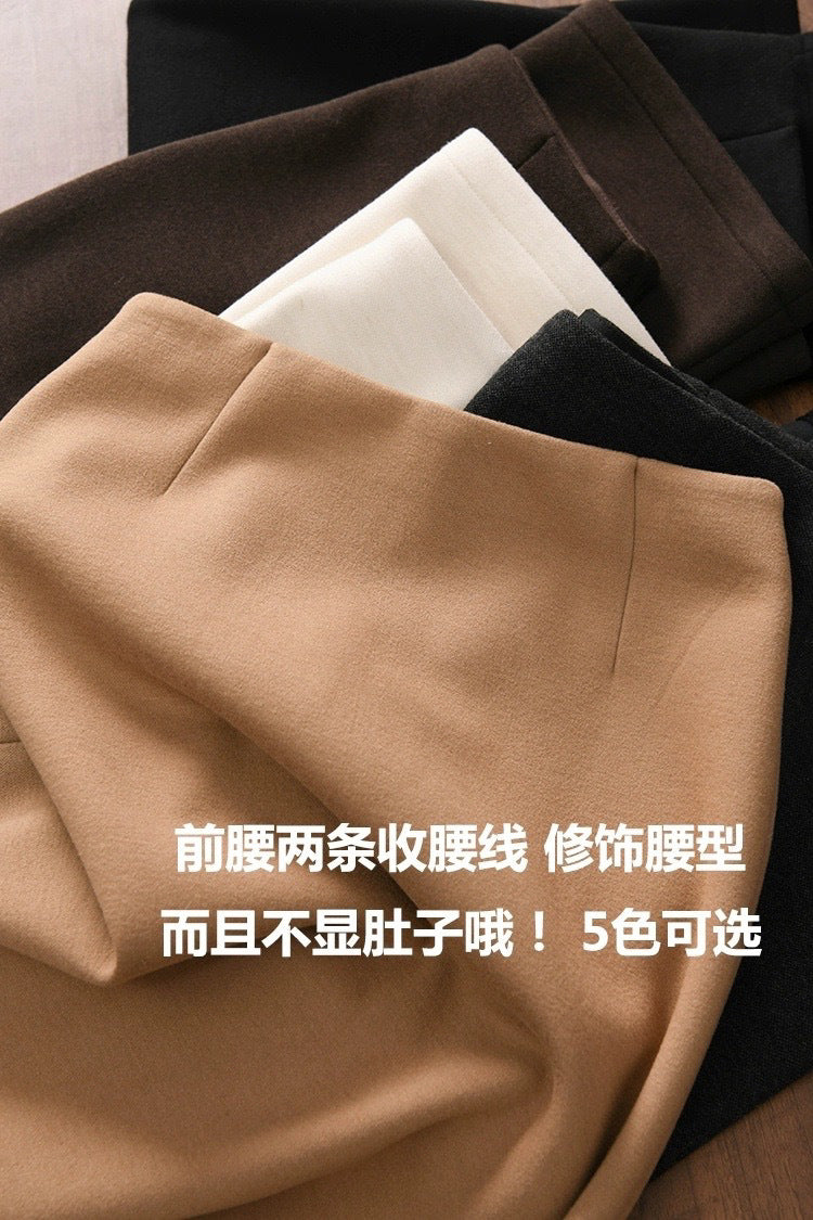 Acetate Cashmere Skirt Women's Mid-Length High-End Elegant High-Waist Slimming Rear Split Wool Straight Skirt Autumn and Winter New