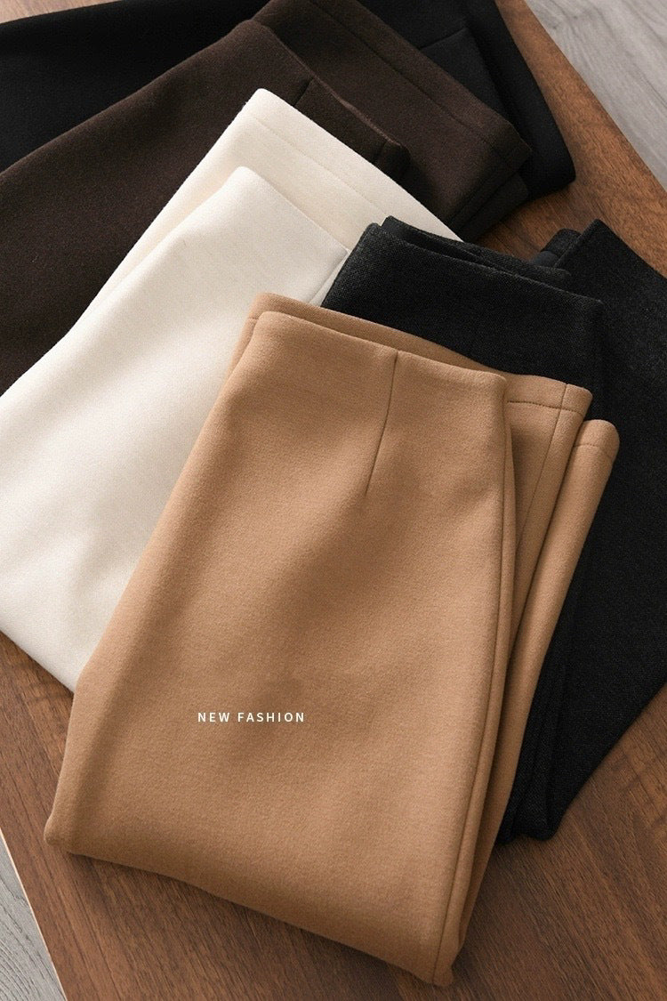 Acetate Cashmere Skirt Women's Mid-Length High-End Elegant High-Waist Slimming Rear Split Wool Straight Skirt Autumn and Winter New