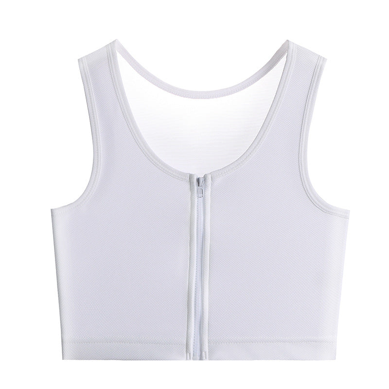 Front Zipper Belted Les Super Flat Big Chest Show Small Handsome T Shaping Chest Shrinkable Breast Wrap Shrinkable Underwear Female COS Student