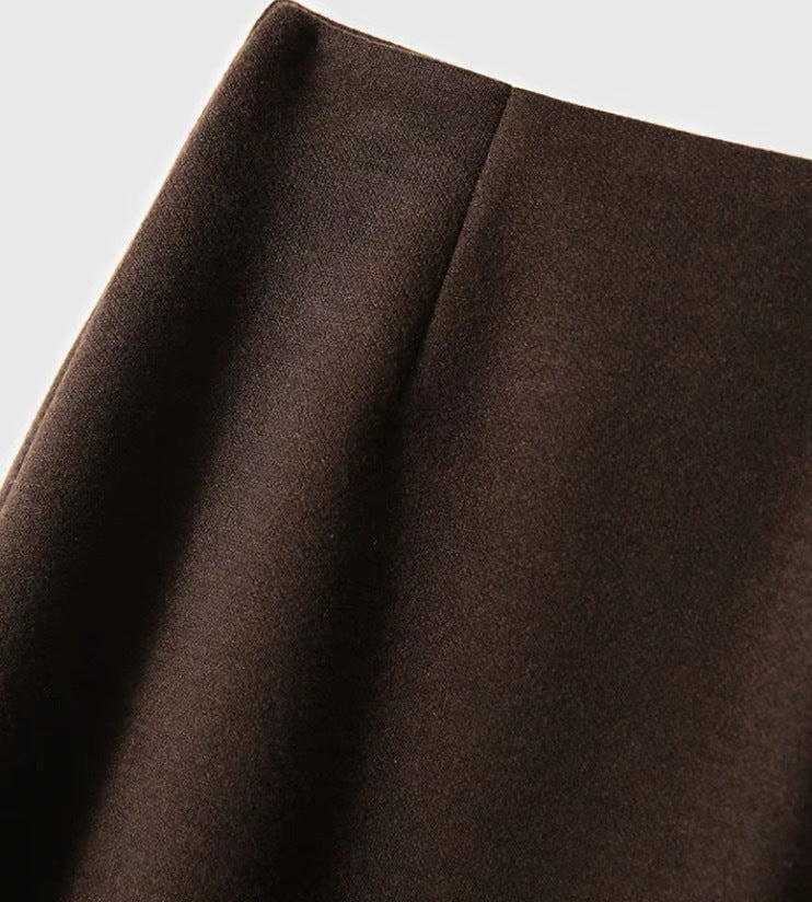 Acetate Cashmere Skirt Women's Mid-Length High-End Elegant High-Waist Slimming Rear Split Wool Straight Skirt Autumn and Winter New