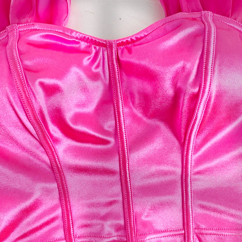 Trendy 2025 Women Short Sleeve Corset Elegant Chic Fashion Crop Top 2000s Korean Popular Clothes Y2k Aesthetic Female Tank Top