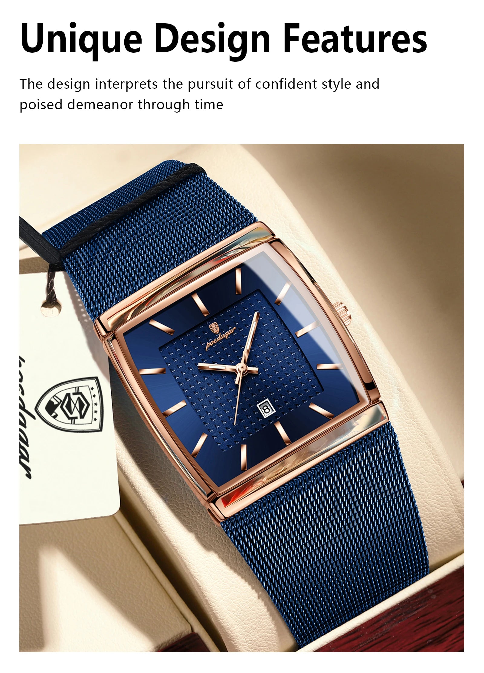 POEDAGAR Luxury Men Watch Stainless Steel Mesh Waterproof Luminous Date Man Wristwatch Fashion Casual Quartz Men's Watches Reloj