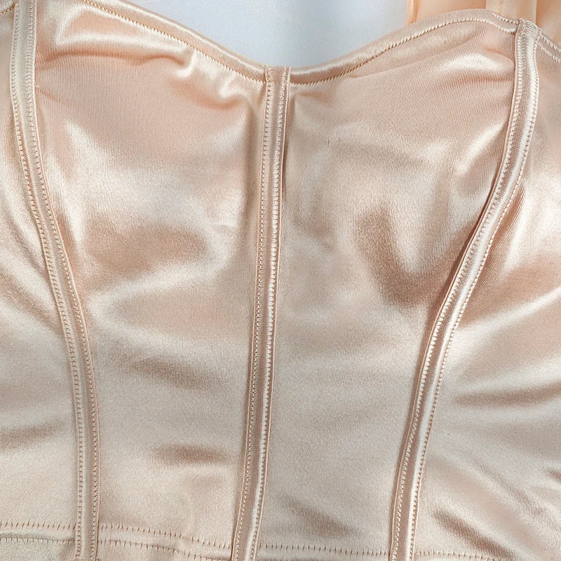 Trendy 2025 Women Short Sleeve Corset Elegant Chic Fashion Crop Top 2000s Korean Popular Clothes Y2k Aesthetic Female Tank Top