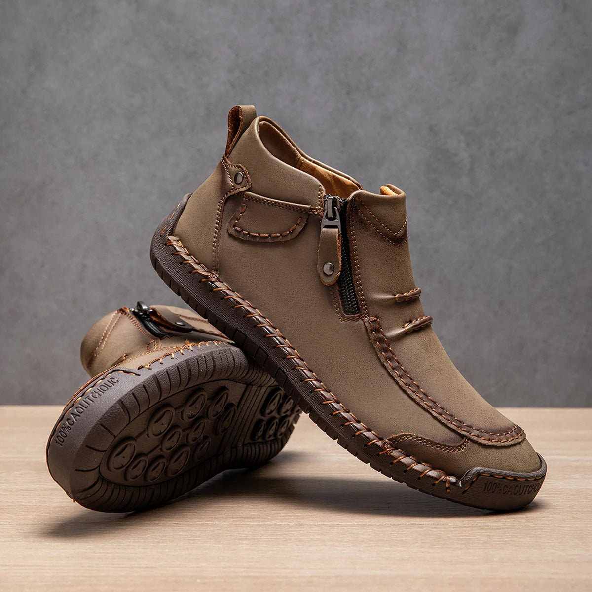 New Autumn Handmade Leather Men Boots Outdoor Design Sneakers Man Breathable Casual Leather Shoes Men Ankle Boots Fall Plus Size