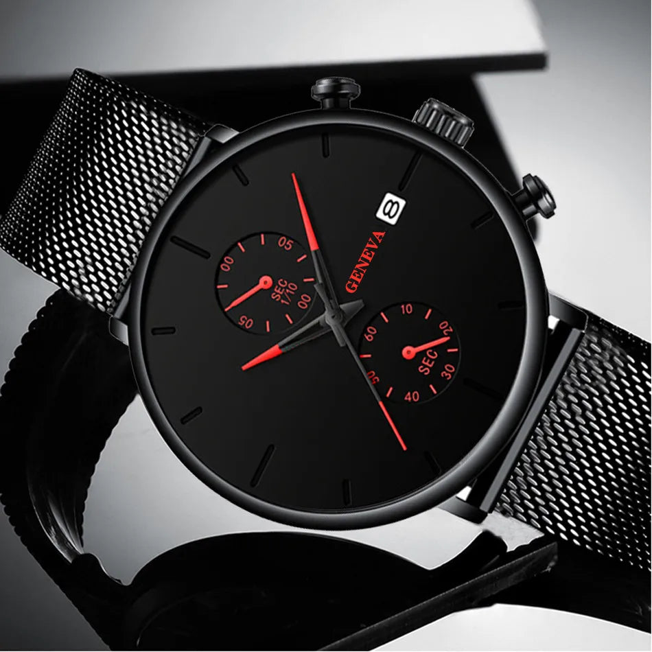 Men Watches Luxury Brand Date Calendar Watches Men Stainless Steel Mesh Watch For Mens Casual Quartz Watch Relogio Masculino Hot