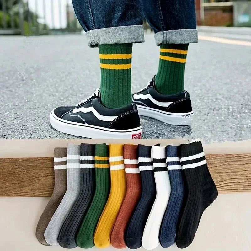 5Pairs Man High Quality Bamboo Fiber Breathable Deodorant Business funny Men's Socks Plus Size 37-43 Tube Sports Socks for Men