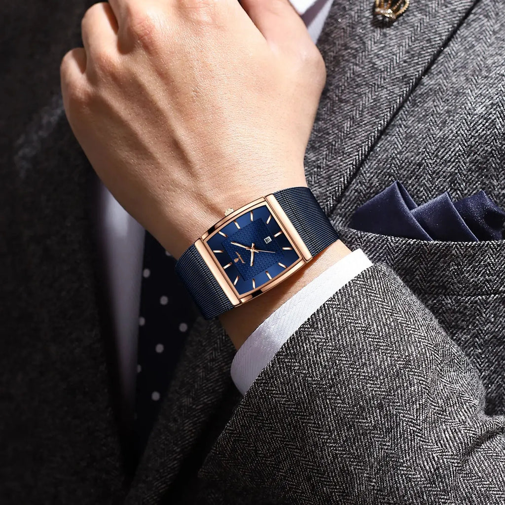 POEDAGAR Luxury Men Watch Stainless Steel Mesh Waterproof Luminous Date Man Wristwatch Fashion Casual Quartz Men's Watches Reloj
