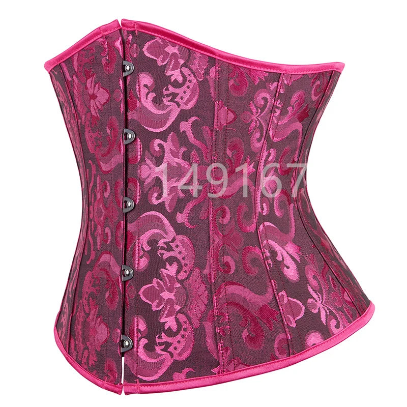 Sapubonva Black Corset Underbust Top Plus Size Satin Waist Cincher Sexy Gothic Workout Corsets Lingerie Korsett Women White Red