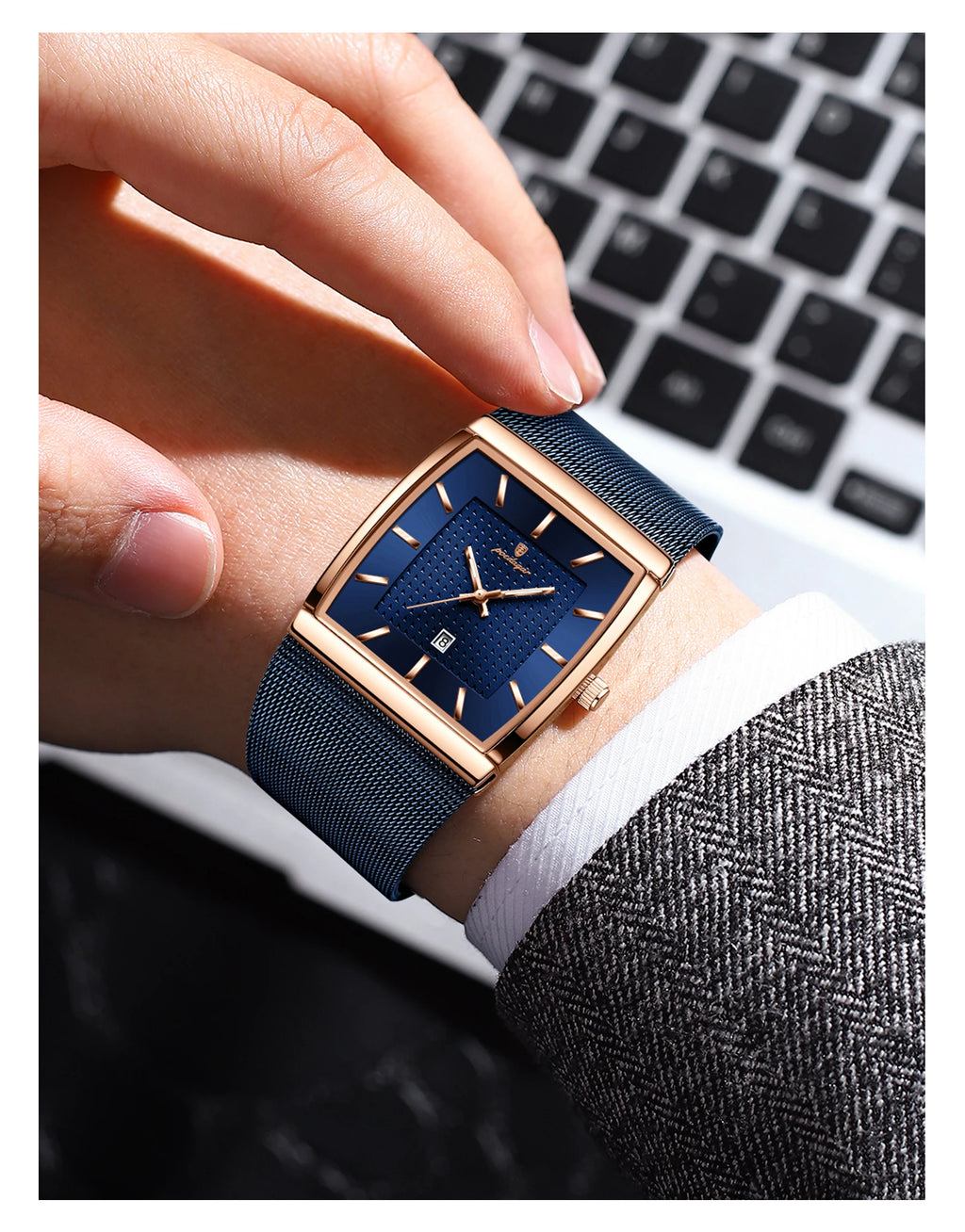 POEDAGAR Luxury Men Watch Stainless Steel Mesh Waterproof Luminous Date Man Wristwatch Fashion Casual Quartz Men's Watches Reloj