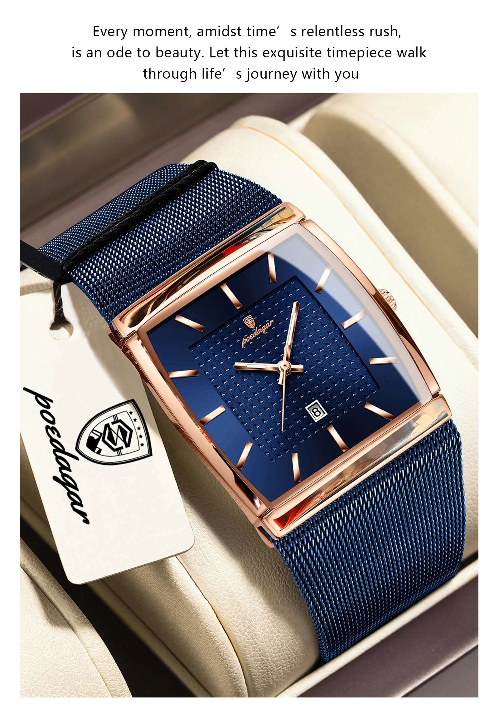 POEDAGAR Luxury Men Watch Stainless Steel Mesh Waterproof Luminous Date Man Wristwatch Fashion Casual Quartz Men's Watches Reloj