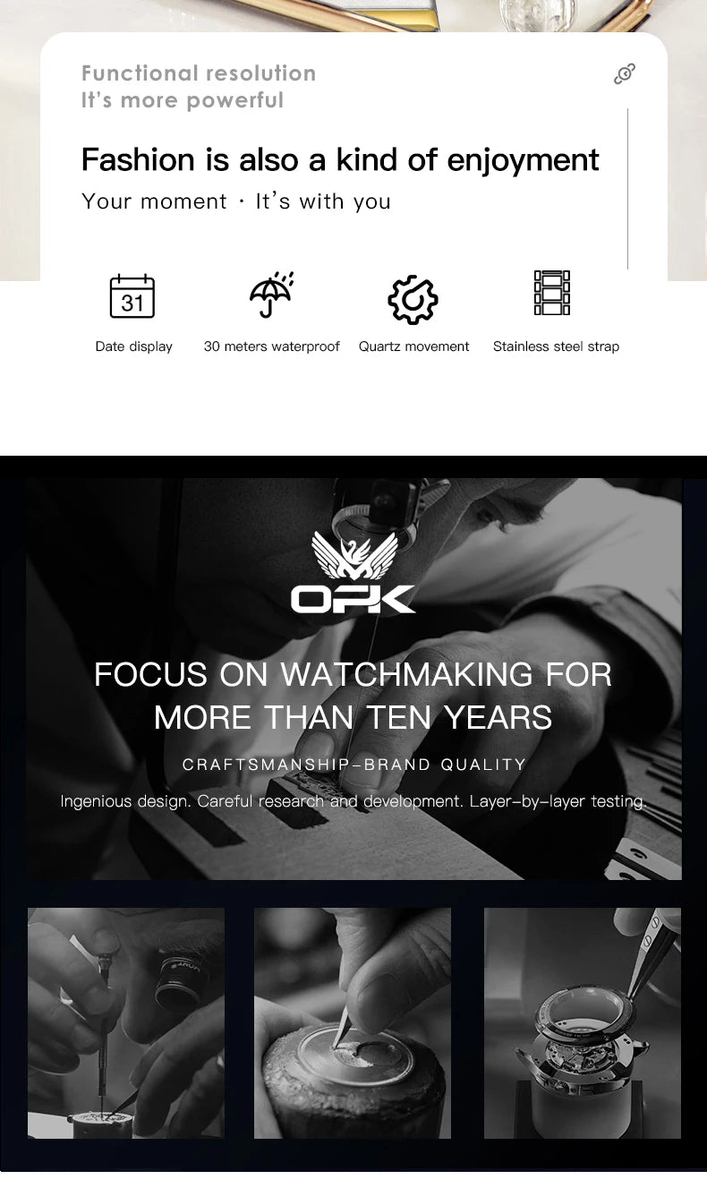 OPK 8169 Women's Watches Luxury  Original Wristwatch for Girl Waterproof  Fashionable Zircon Scale Date Relogios Masculino