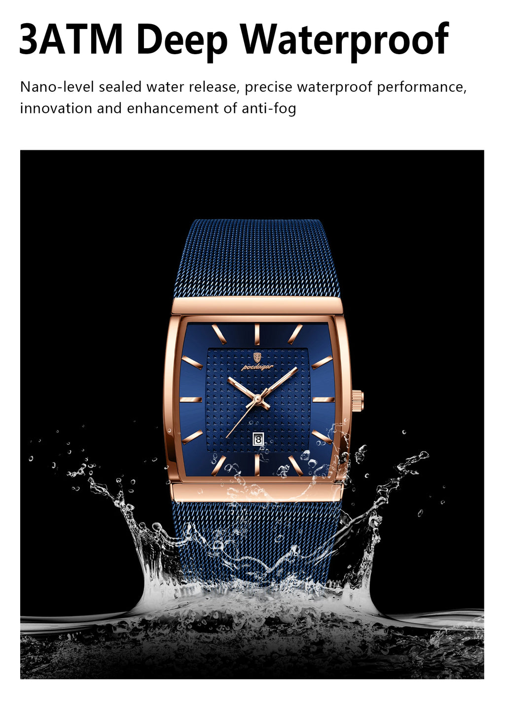 POEDAGAR Luxury Men Watch Stainless Steel Mesh Waterproof Luminous Date Man Wristwatch Fashion Casual Quartz Men's Watches Reloj