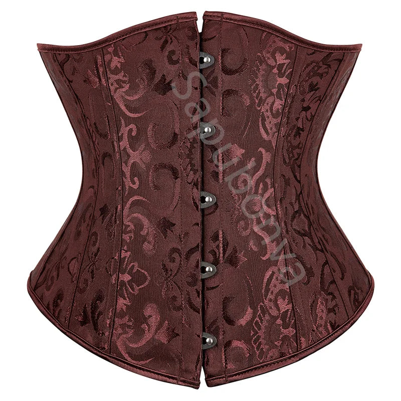 Sapubonva Black Corset Underbust Top Plus Size Satin Waist Cincher Sexy Gothic Workout Corsets Lingerie Korsett Women White Red