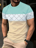 Summer men's casual sports loose oversized simple letter pattern printed round neck short sleeved T-shirt top