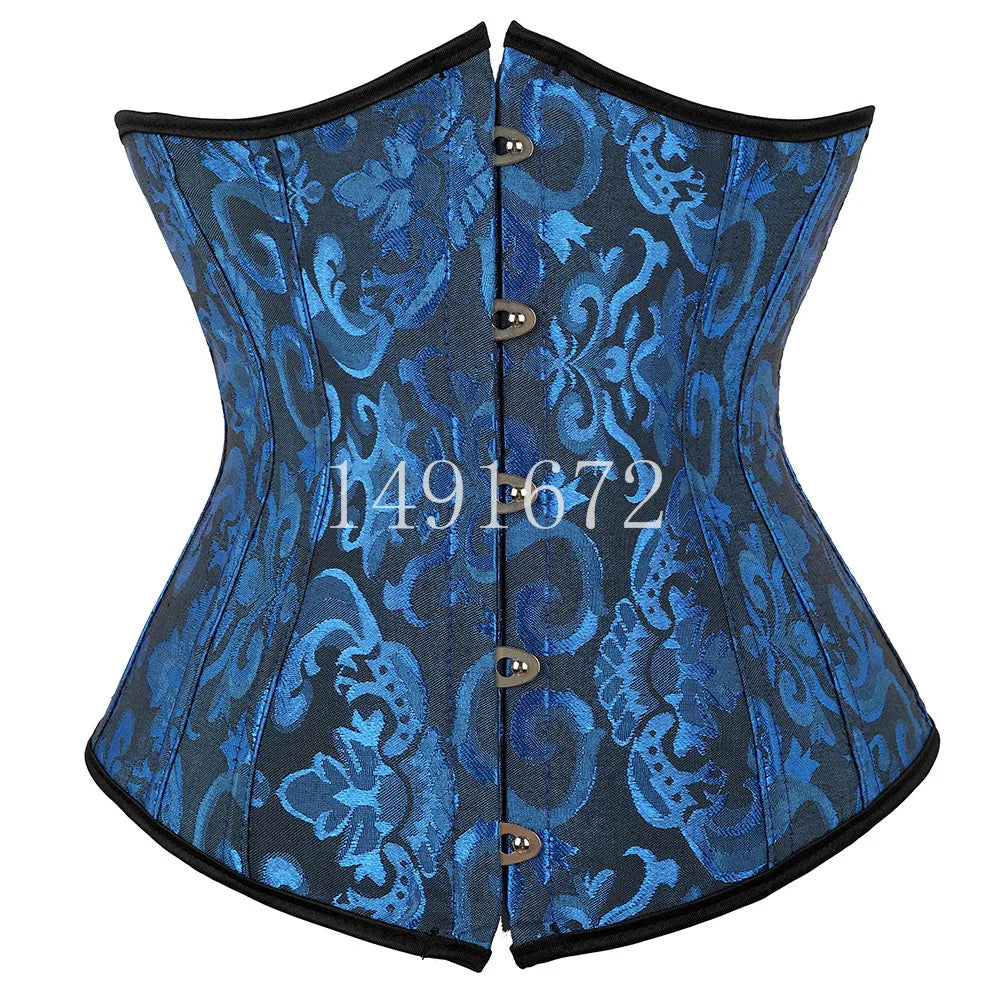 Sapubonva Black Corset Underbust Top Plus Size Satin Waist Cincher Sexy Gothic Workout Corsets Lingerie Korsett Women White Red
