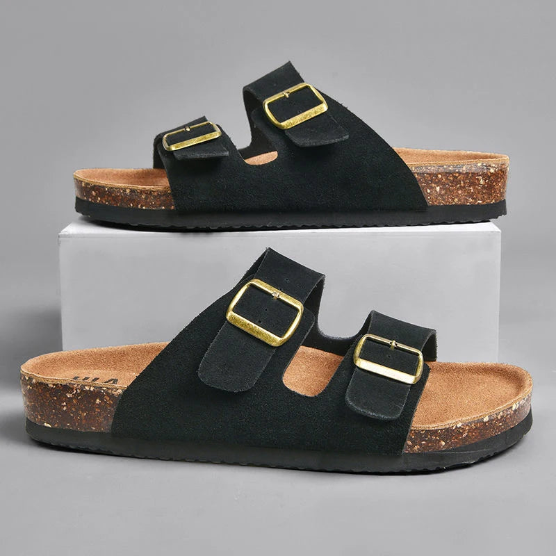 Fashion Men Clogs Shoes Outdoor Classic Cork Slide With Arch Support Beach Sandals Cork Suede Mules Slippers For Women
