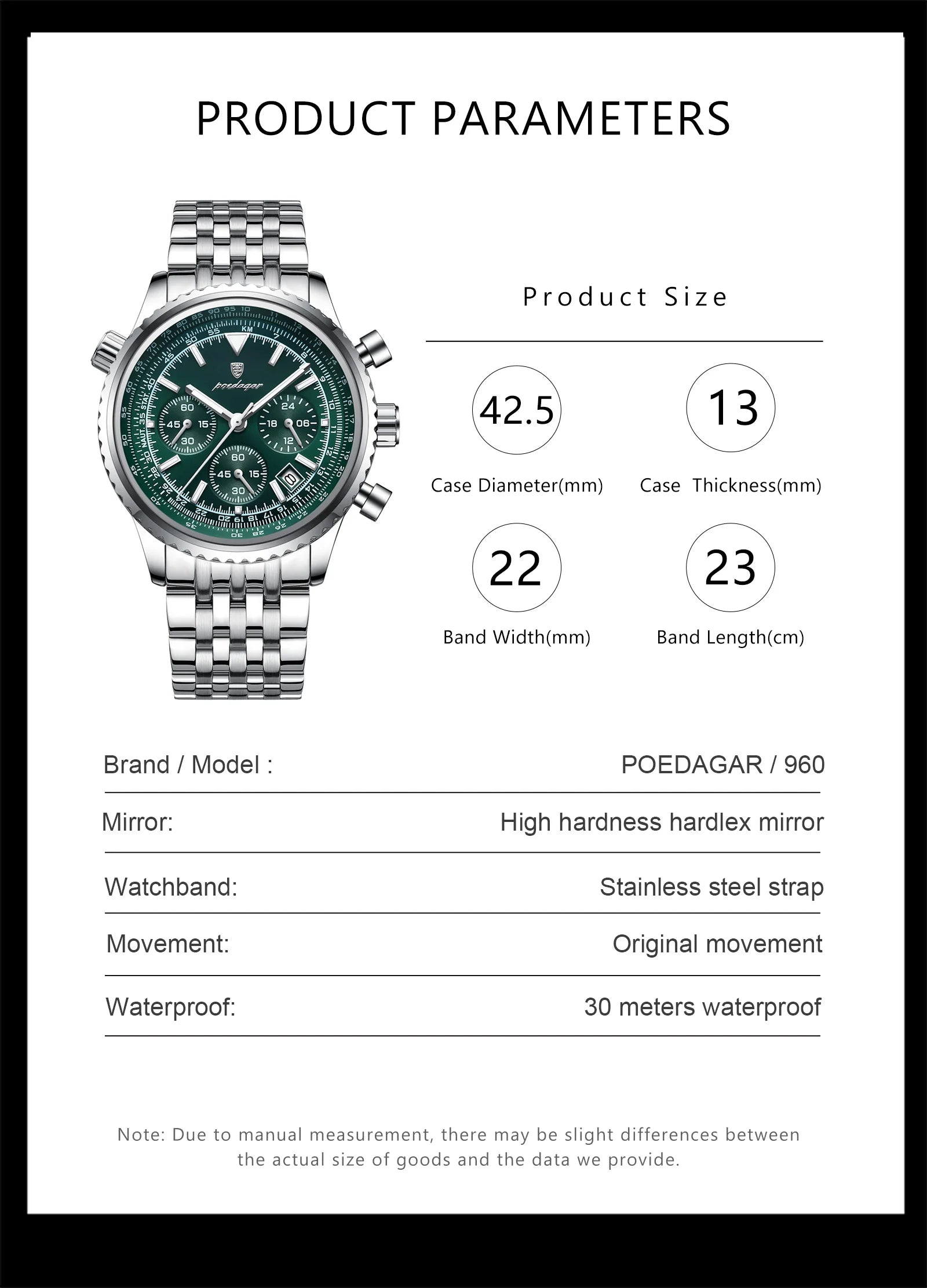 POEDAGAR Luxury Watches For Man Date Chronograph Stainless Steel Sport Men Watch Waterproof Luminous Quartz Military Men's Watch