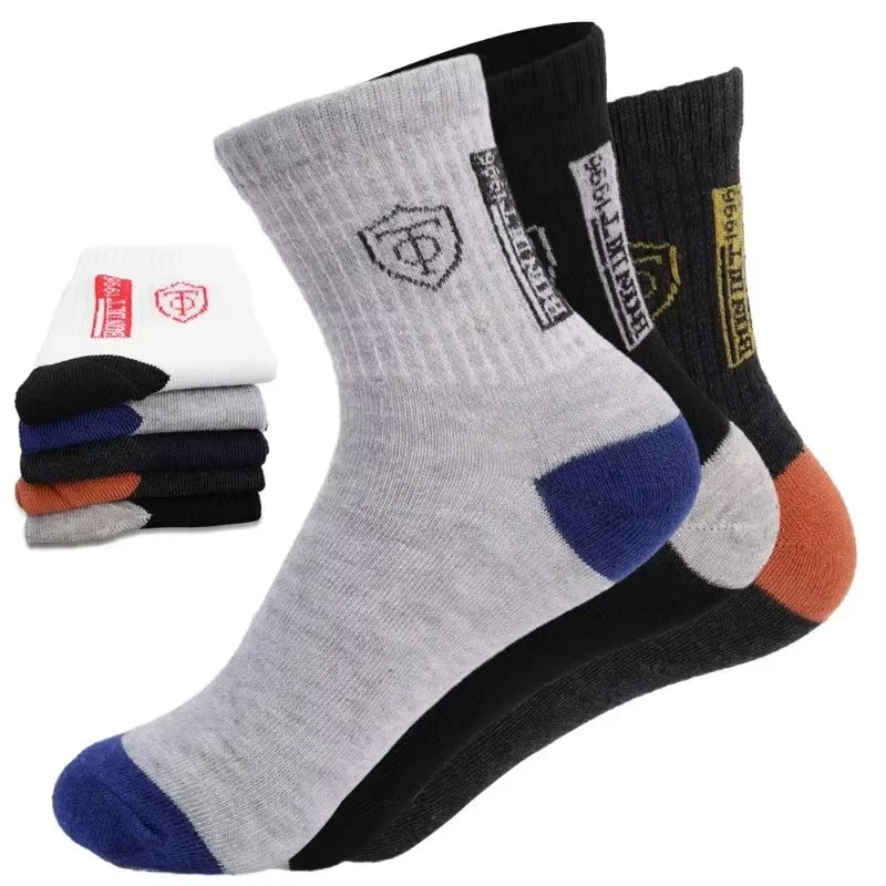 5Pairs Man High Quality Bamboo Fiber Breathable Deodorant Business funny Men's Socks Plus Size 37-43 Tube Sports Socks for Men