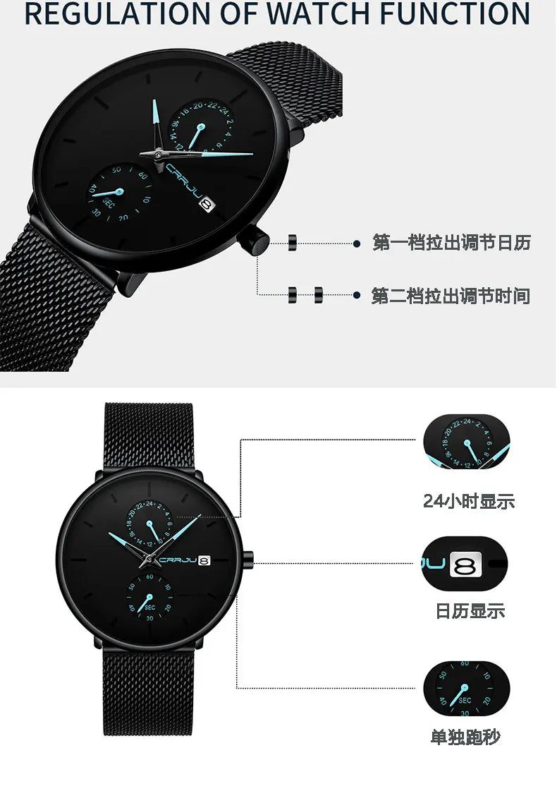 Men Watches Luxury Brand Date Calendar Watches Men Stainless Steel Mesh Watch For Mens Casual Quartz Watch Relogio Masculino Hot