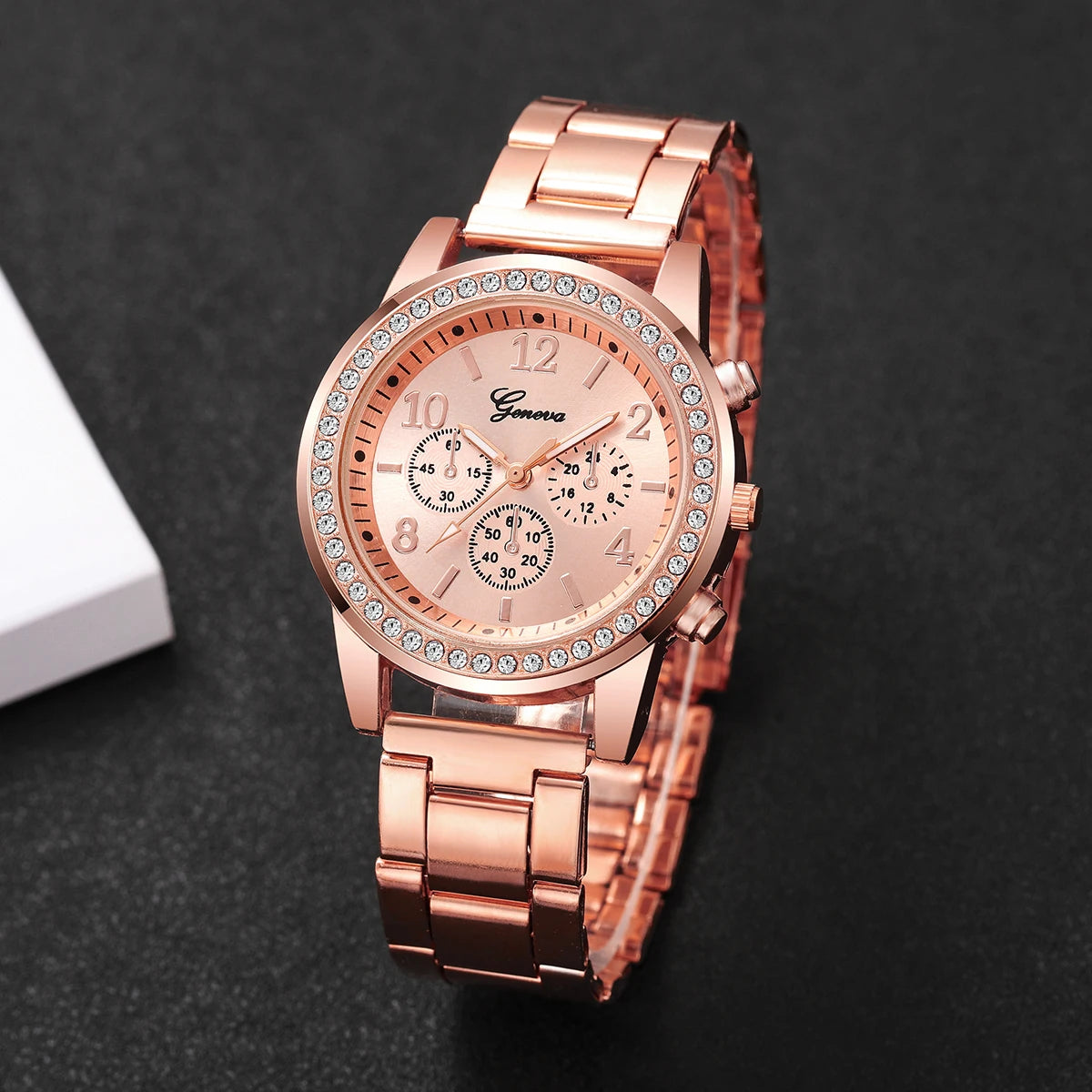 Fashion Rhinestone Women Watches Ladies Alloy Band Arabic Dial Analog Quartz Wrist Watches（Without Box）