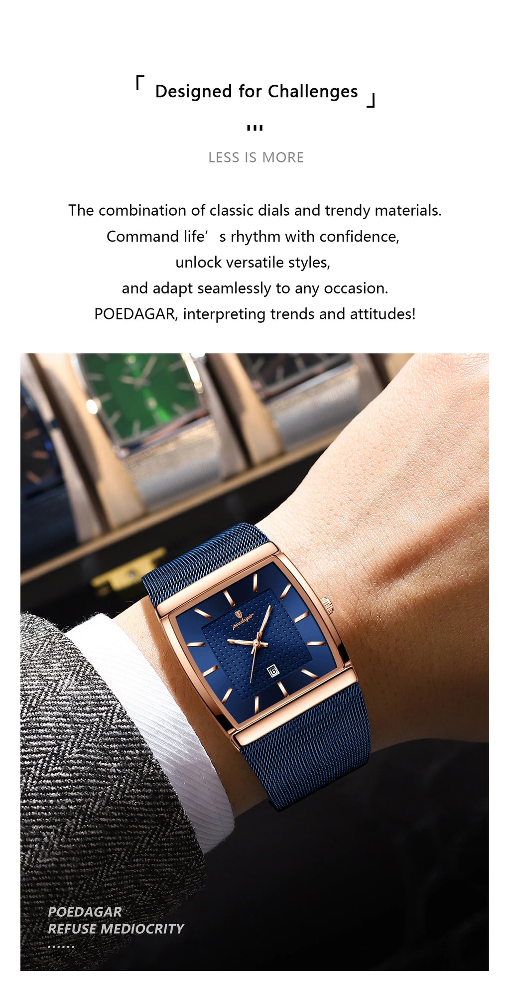 POEDAGAR Luxury Men Watch Stainless Steel Mesh Waterproof Luminous Date Man Wristwatch Fashion Casual Quartz Men's Watches Reloj