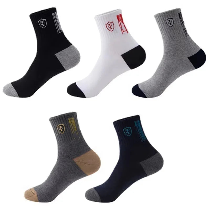 5Pairs Man High Quality Bamboo Fiber Breathable Deodorant Business funny Men's Socks Plus Size 37-43 Tube Sports Socks for Men