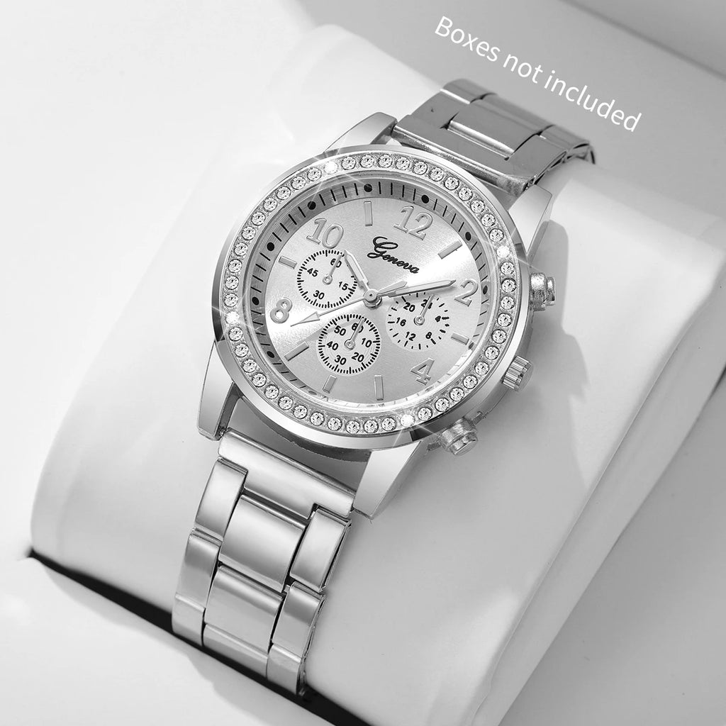Fashion Rhinestone Women Watches Ladies Alloy Band Arabic Dial Analog Quartz Wrist Watches（Without Box）