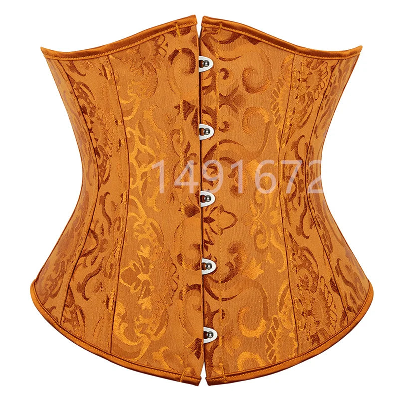 Sapubonva Black Corset Underbust Top Plus Size Satin Waist Cincher Sexy Gothic Workout Corsets Lingerie Korsett Women White Red