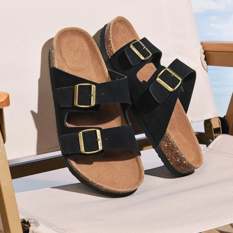 Fashion Men Clogs Shoes Outdoor Classic Cork Slide With Arch Support Beach Sandals Cork Suede Mules Slippers For Women