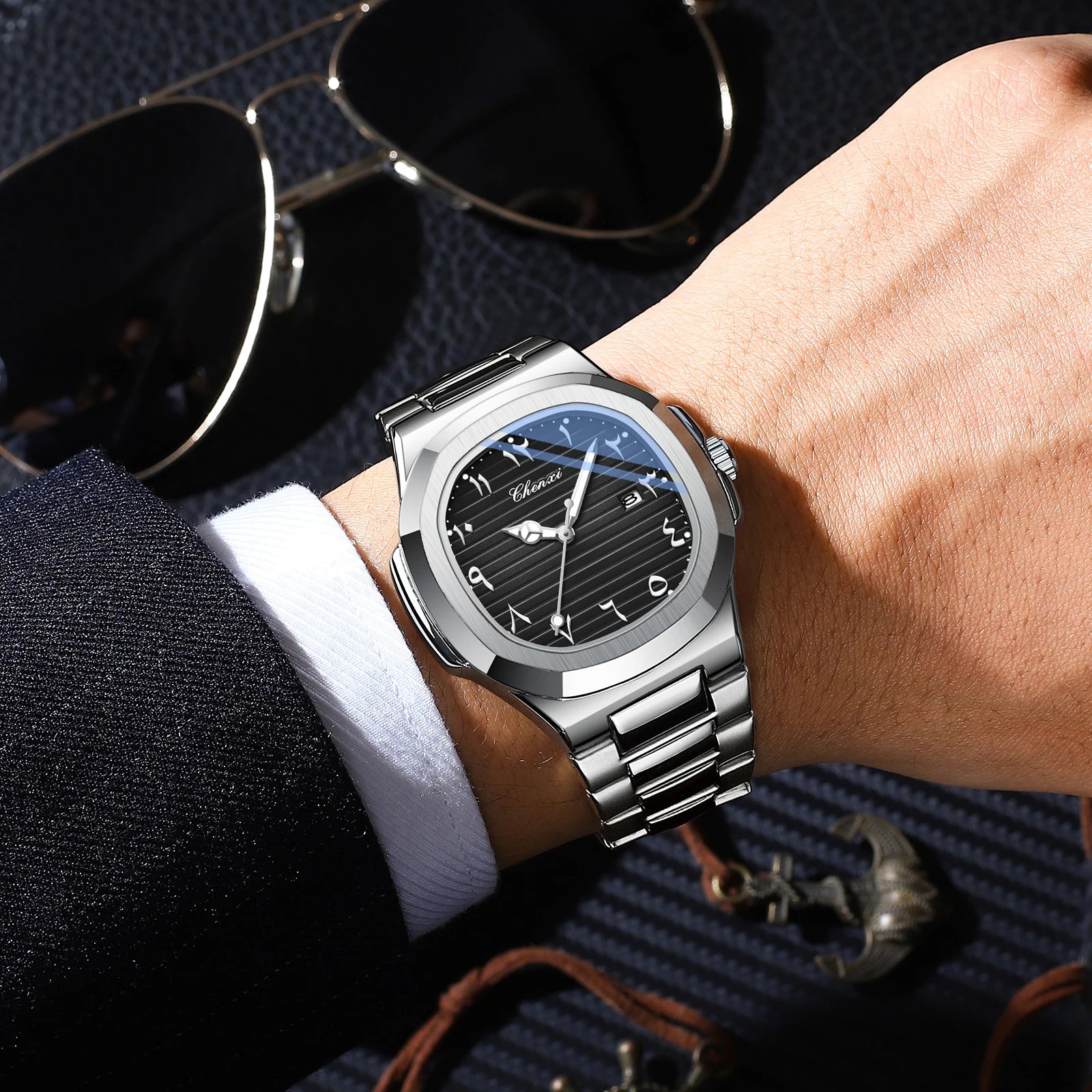 CHENXI NEW Fashion Creative Men's Quartz Watches Luminous Waterproof Date High-end Business Stainless Steel Strap Men's Watch