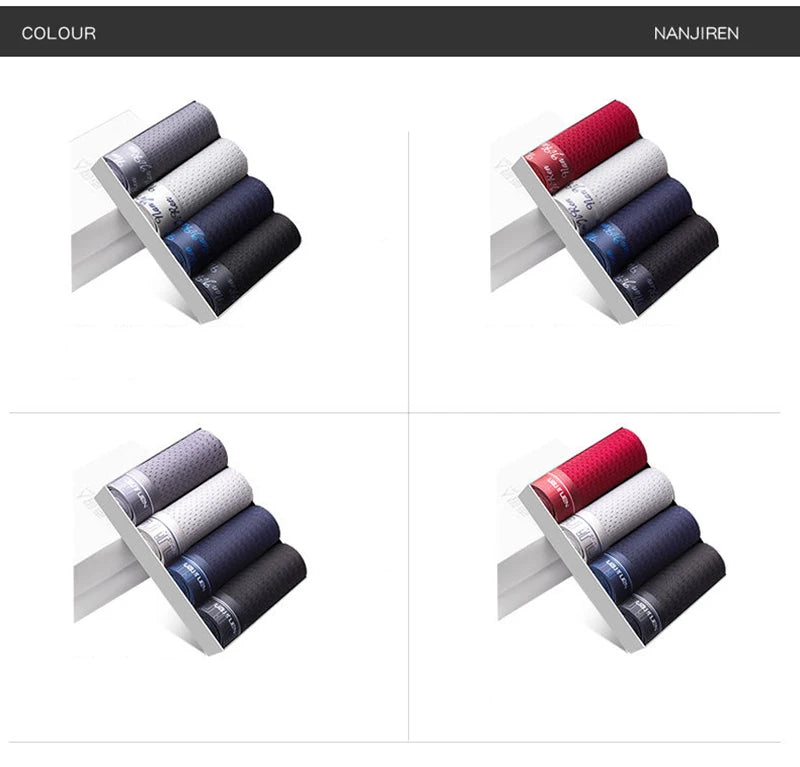 4pcs Men's Boxer Shorts Ice Silk Underwear Plus Size Underpants Cool Breathable Sexy Slim Panties Mesh Lingerie Wholesale Lots