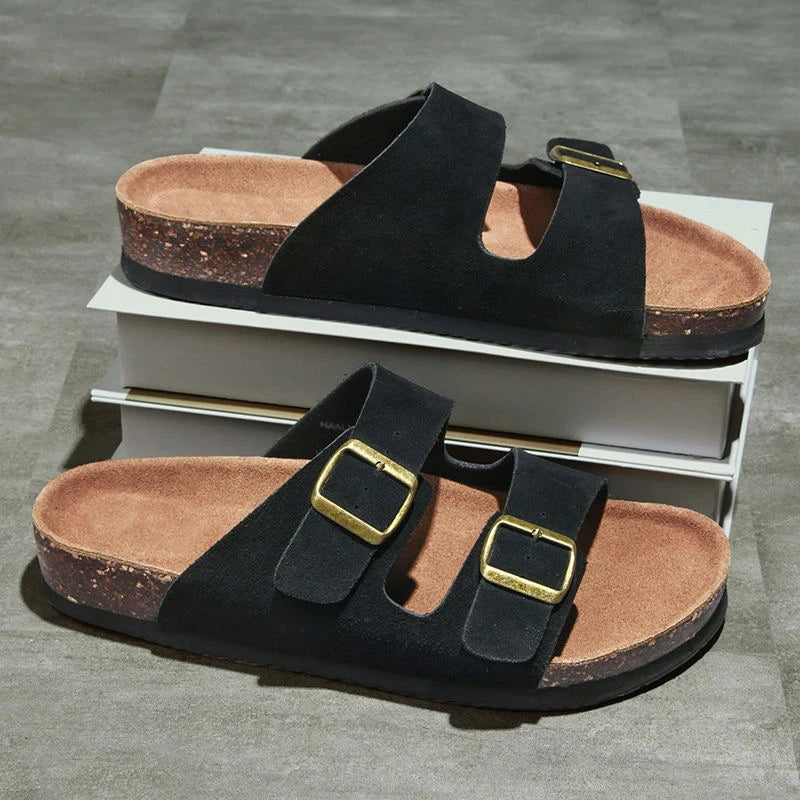 Fashion Men Clogs Shoes Outdoor Classic Cork Slide With Arch Support Beach Sandals Cork Suede Mules Slippers For Women